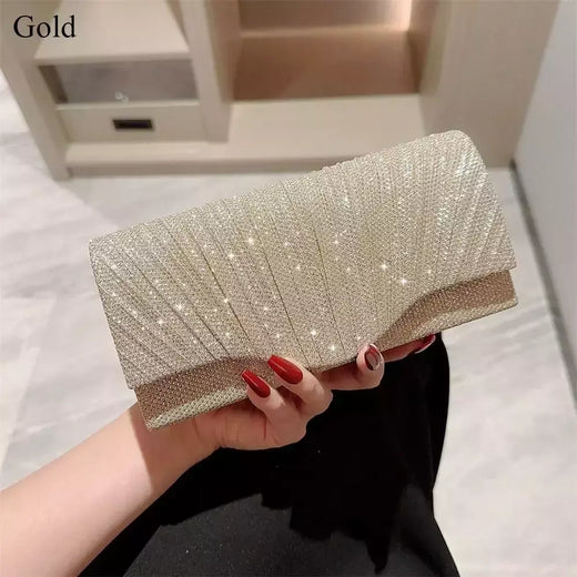 Bolsas de cetim luxuosas para mulheres, bolsa de embreagem banquete lantejoulas, ouro e prata, bolsa para festa de casamento, corrente elegante