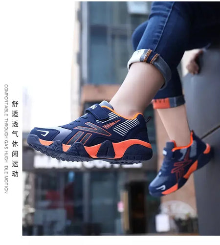 Quatro estações de couro crianças sapatos antiderrapantes ao ar livre tênis caminhada casual meninos esporte tênis tamanho 28-39
