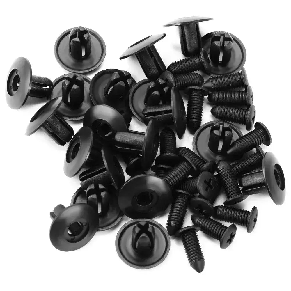 300/50 pçs 8mm fixadores de plástico parafusos universal pára-choques do carro rebites pretos fixador do carro push pin clipes acessórios automóveis
