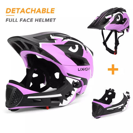 Capacete facial completo destacável para crianças, capacete de segurança esportivo para ciclismo, skate, patinação