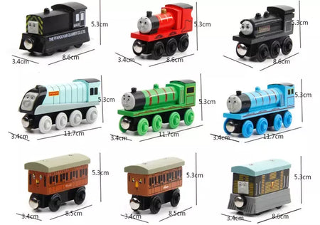10 pçs/set trens de madeira magnética brinquedos pista veículo ferroviário locomotiva de madeira modelo de transporte para thomaing trem brinquedo presente crianças
