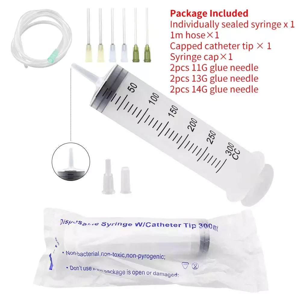 Seringas grandes de 100-550ml com tubo para seringas de plástico líquido com tampa de ponta para distribuição de cola, rega, recarga, alimentação