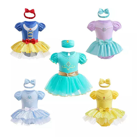 Baby Romper TUTU Vestido Com Headband Infantil Baby Princess Girl Roupas Tamanho 3-18M Cute Design Baby Dress Party Trajes