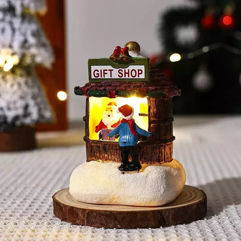 Presente de natal decoração para casa resina led micro-paisagem papai noel casa artesanato ornamento mais novo chirtmas decoração de mesa
