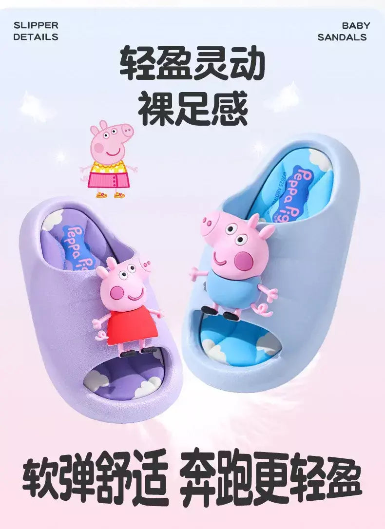 Peppa Pig Sandálias femininas de verão 2025 Novo estilo antiderrapante chinelos de banho internos para crianças em casa