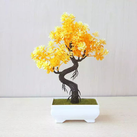 Plantas de plástico artificiais bonsai pequeno vaso de árvore planta falsa vaso de flores arranjo de jardim ornamentos quarto decoração de mesa de casa