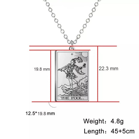 Dawapara cartas de tarô colar feminino colar de aço inoxidável riqueza amuleto clássico tarô grandes arcanos adivinhação charme jóias