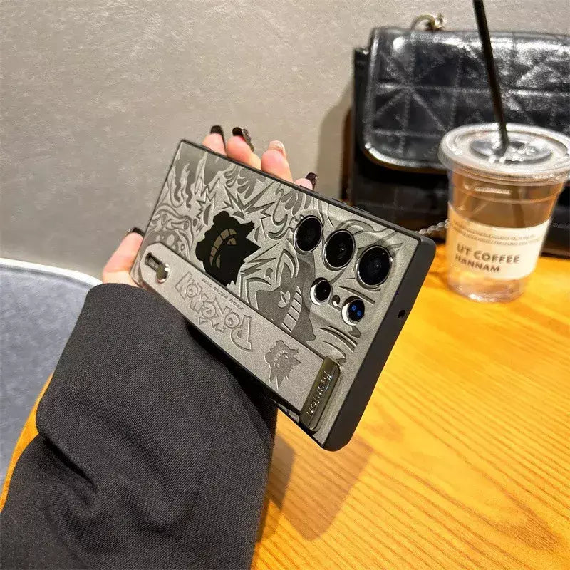 Gengar dos desenhos animados couro pulseira laser caso de telefone para samsung galaxy s25 s24 s23 s22 ultra plus a56 a55 a54 a36 capa à prova de choque