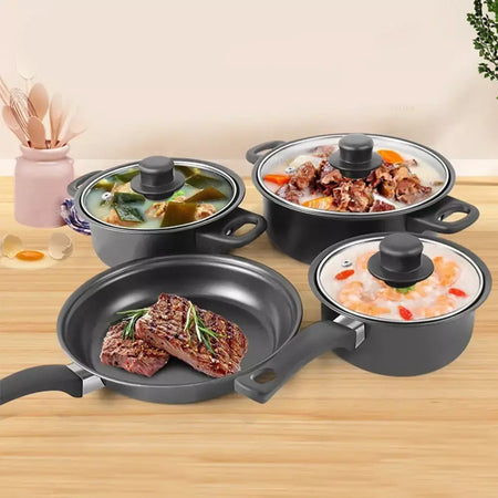 12pçs conjunto de panelas antiaderentes, pires, forno holandês, frigideira, conjuntos de cozinha, panela de indução e panela empilhável