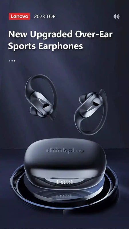 Lenovo lp75 ows sem fio bluetooth 5.3 fones de ouvido gaming redução ruído display digital led à prova dwaterproof água esportes