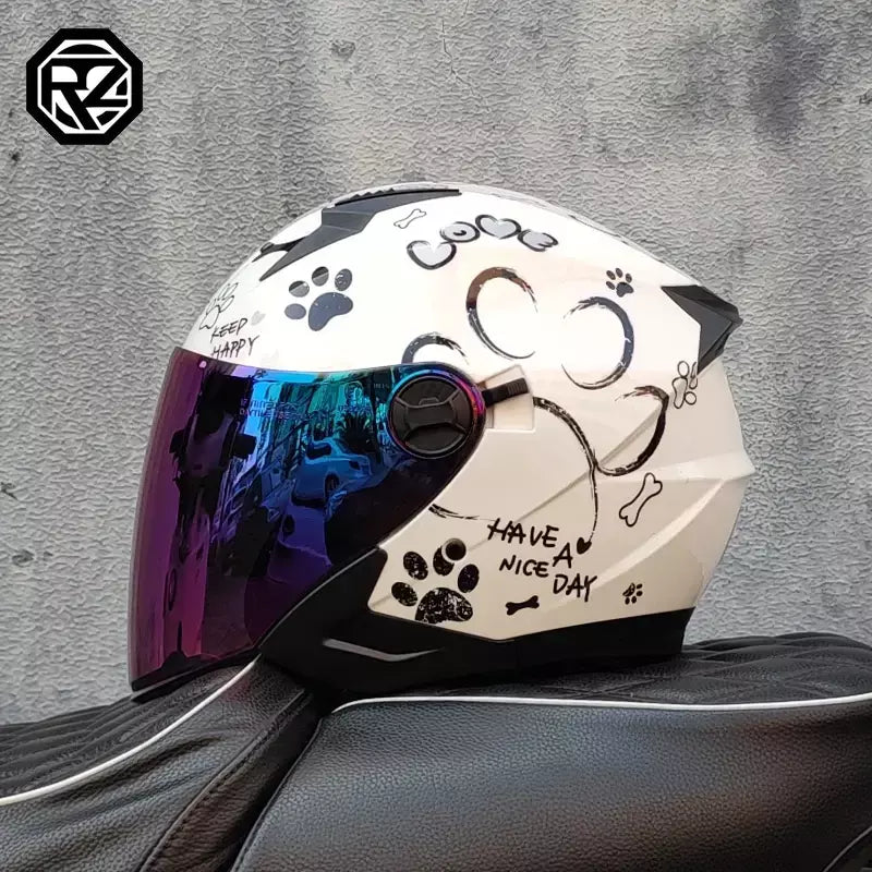 2025 mais recente capacete da motocicleta de alta qualidade metade cobrindo lente dupla cascos para motos masculino feminino casal capacetes de moto