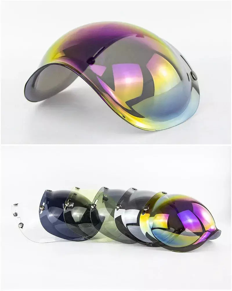 Capacete de motocicleta bolha escudo viseira anti-nevoeiro proteção uv lente hd para capacete retro rosto aberto meio capacete bolha óculos lente