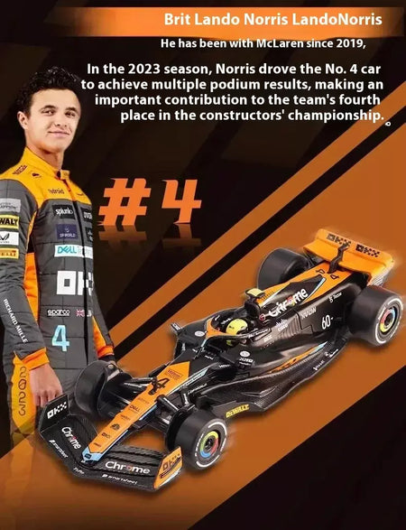 1:43 MCL60 2023 4 # Lando Norris P2 British GP Mclaren F1 #81 Oscar Piastri Diecast coleção de modelos de liga de amor clássico Hobby