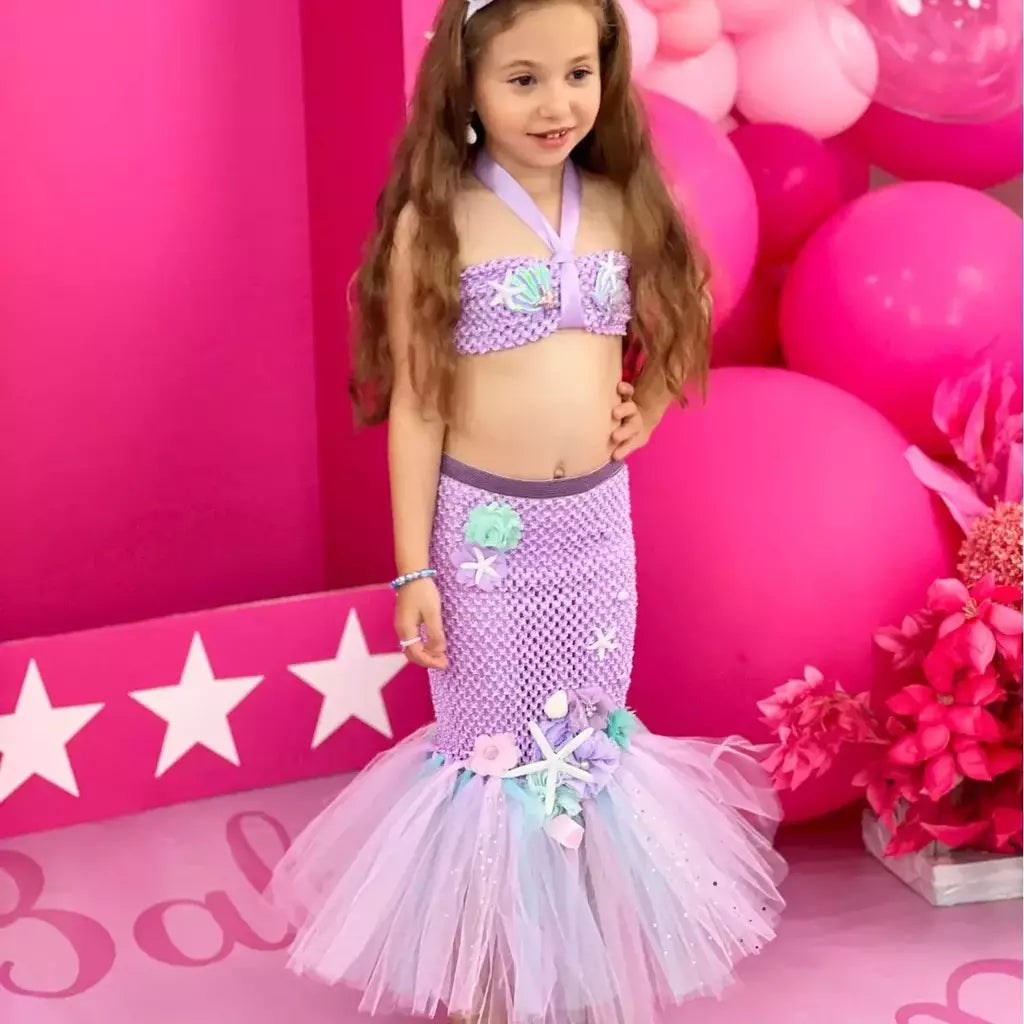 Meninas escala roxa princesa sereia ariel cosplay vestido de halloween vestido de festa de aniversário meninas verão praia vestido de férias