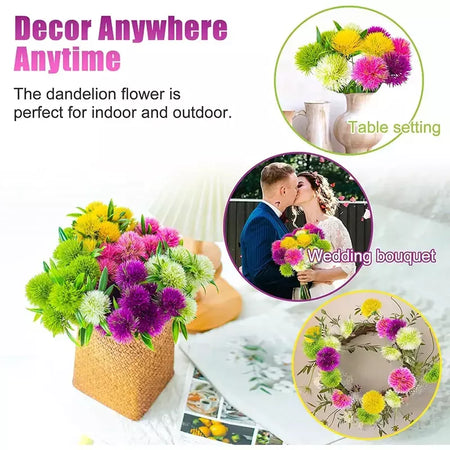 3/5/10 pçs 26cm plantas artificiais buquê de dandelion para casa decoração do quarto jardim casamento flores falsas vaso ornamental