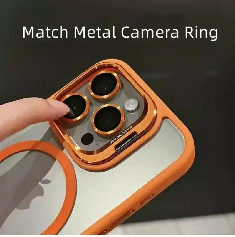 Magsafe suporte de proteção de lente magnética capa de telefone para iphone 17 12 13 14 15 16 pro max câmera vidro transparente anel de metal capa