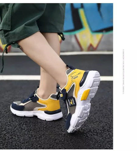 Única rede crianças sapatos meninos tênis verão respirável superfície antiderrapante meninas tênis casuais esportes correndo sapatos ao ar livre