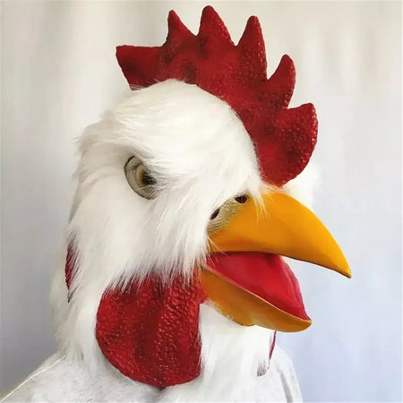 Adereços de galo branco máscara de frango louco dia dos tolos de abril fantasia festa cabeça de animal adereços cosplay acesso de carnaval