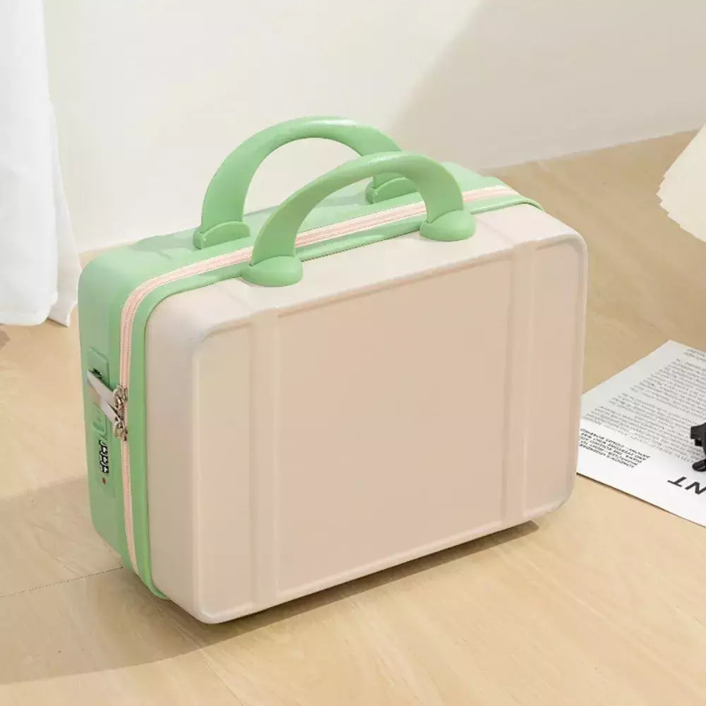 Mão estilo japonês com alça na bagagem, cosméticos para maquiagem, bolsa organizadora de viagem com protetores metálicos 14";;VERDADEIRO;;"Black