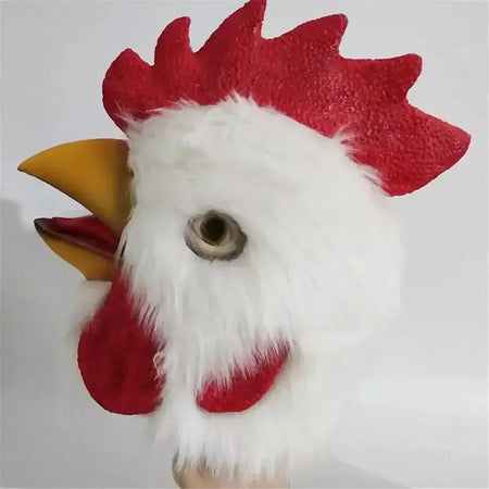 Adereços de galo branco máscara de frango louco dia dos tolos de abril fantasia festa cabeça de animal adereços cosplay acesso de carnaval