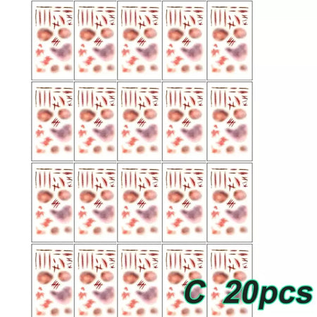 5/10/20 pçs halloween cicatriz tatuagem temporária adesivos 3d falso cicatriz tatuagens adesivo vermelho sangue coágulo rosto tatuagem à prova dwaterproof água cosplay g
