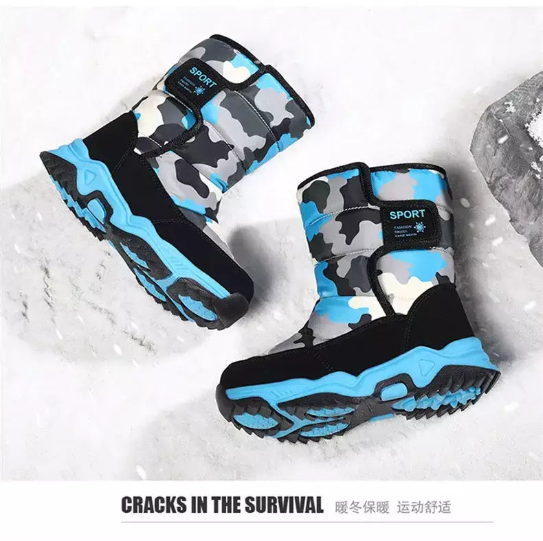 2023 inverno crianças sapatos de pelúcia tecido impermeável antiderrapante sapatos da menina sola de borracha botas de neve moda quente botas ao ar livre