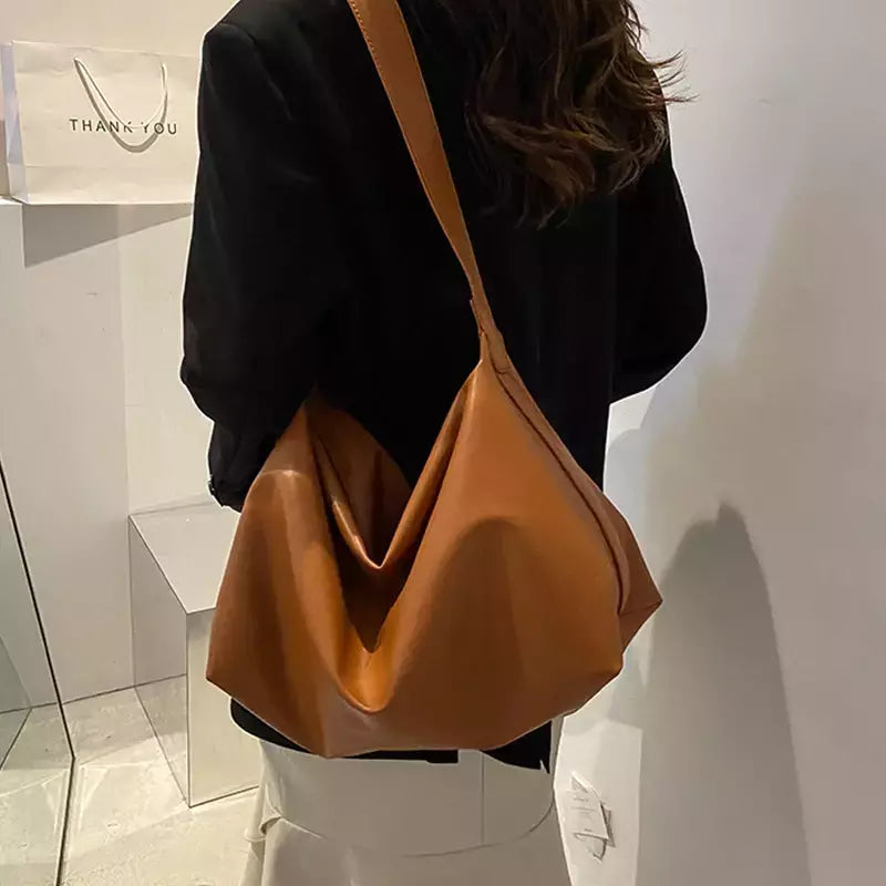 Bolsa Boston de couro PU para mulheres, bolsa de ombro de grande capacidade, bolsas crossbody, design de travesseiro vintage, casual