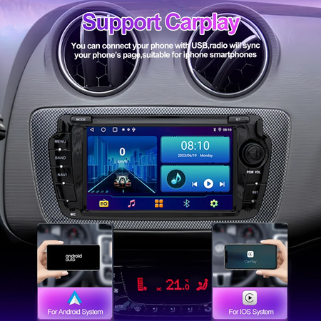 Rádio automotivo sem fio carplay android auto para seat ibiza 6j 2009 - 2013 4g wifi multimídia navegação gps 2din 7 "unidade principal estéreo
