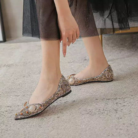 Mocassins lisos de strass de dedo apontado, sapatilhas femininas clássicas, sapatilhas femininas, sapatos de barco macio, rebites, novo, outono, 2022