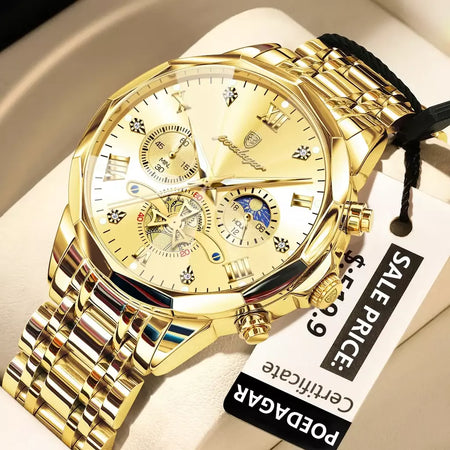 Poedagar luxo relógio masculino topo original à prova dwaterproof água luminosa cronógrafo homem relógio de pulso aço inoxidável quartzo relógios masculinos reloj