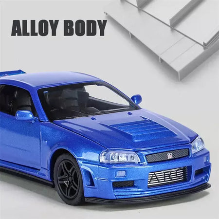 1:32 gtr r34 skyline simulação de liga rápida modelo de carro diecasts & veículos de brinquedo e carros furiosos decoração brinquedos para crianças menino