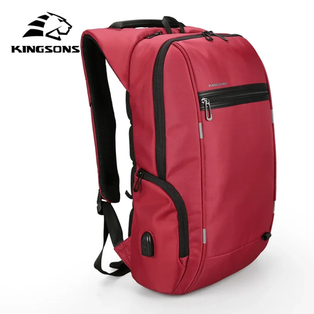 Kingsons bolsa masculina à prova d'água, mochila para laptop de 17 polegadas com carregamento usb externo, mochila antifurto para laptop, multicamadas