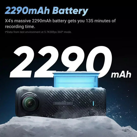 Insta360 X4 - Câmera de ação 360 à prova d'água 8K, vídeo grande angular 4K, bastão de selfie invisível, último de 135 minutos, protetores de lente removíveis,