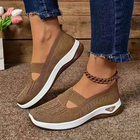 Tênis feminino respirável sapatos casuais verão sola macia sapatos ortopédicos leve deslizamento em sapato de caminhada antiderrapante sapatos planos