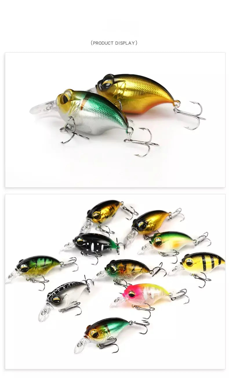 38mm 8g topwater mini crankbait isca de pesca flutuante wobbler isca dura artificial para pique walleye baixo plástico swimbait enfrentar
