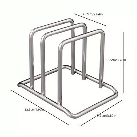 1pc economia de espaço tampa de panela de aço inoxidável e combinação organizador de placa de corte-suporte de bancada resistente, organizador de cozinha