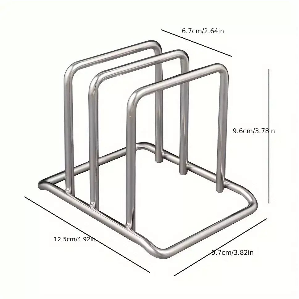 1pc economia de espaço tampa de panela de aço inoxidável e combinação organizador de placa de corte-suporte de bancada resistente, organizador de cozinha