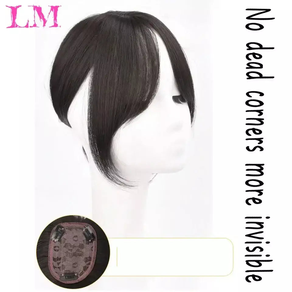 Lm fino 3d ar franja de cabelo em linha reta puro franja clipe em extensões de cabelo topper franja 3d invisível sem costura cabeça peruca de cabelo