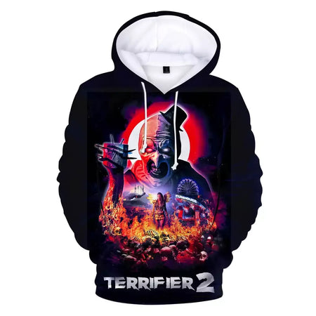 Terrifier 2 personagem assustador impressão 3d hoodies homens hip hop streetwear moletom pullovers harajuku fatos de treino topos roupas masculinas
