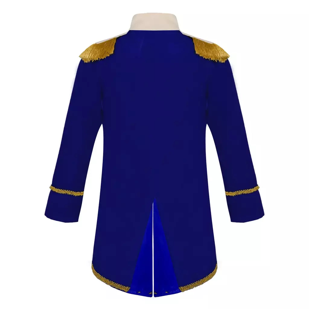 Meninos príncipe cosplay traje manga longa franja de ouro trança veludo smoking tailcoat tribunal real cosplay jaqueta vestir-se