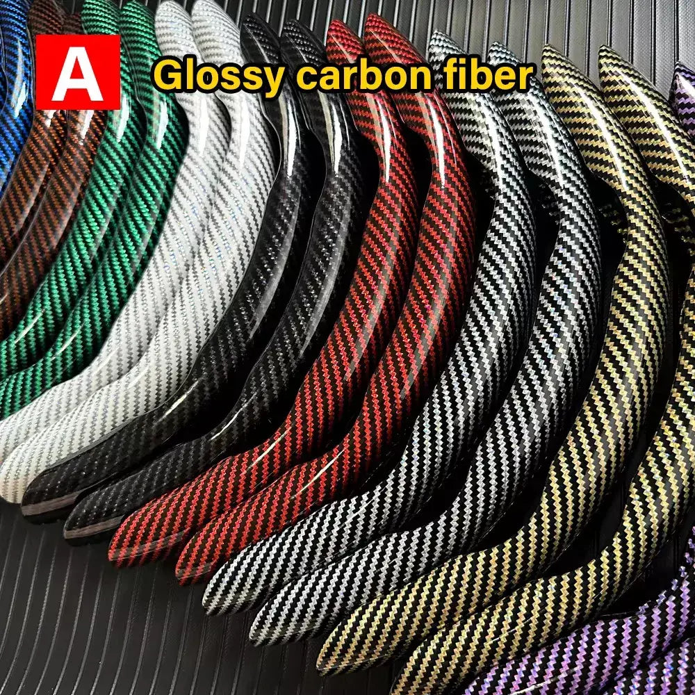 2 pçs laser de fibra de carbono silicone capa de volante do carro 1k micro fibra couro pvc roda impulsionador capa antiderrapante universal