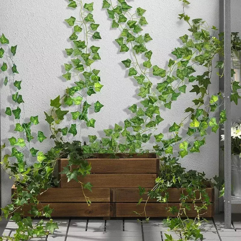 Folha de hera verde artificial rattan trepadeira folhas videira pendurado guirlanda diy flores falsas plantas para jardim festa de casamento decoração de casa