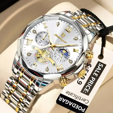 Poedagar luxo relógio masculino topo original à prova dwaterproof água luminosa cronógrafo homem relógio de pulso aço inoxidável quartzo relógios masculinos reloj