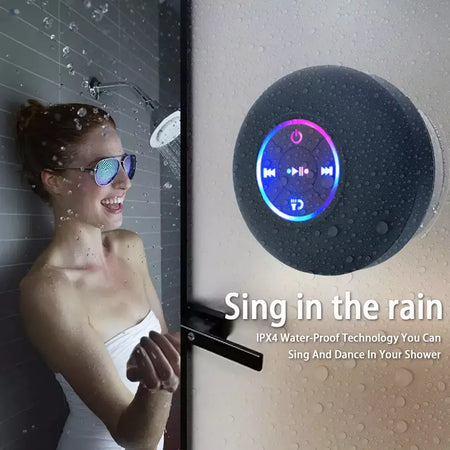 Família portátil sem fio bluetooth à prova dwaterproof água ventosa led pequeno alto-falante carro banheiro telefone móvel ouvir música estéreo