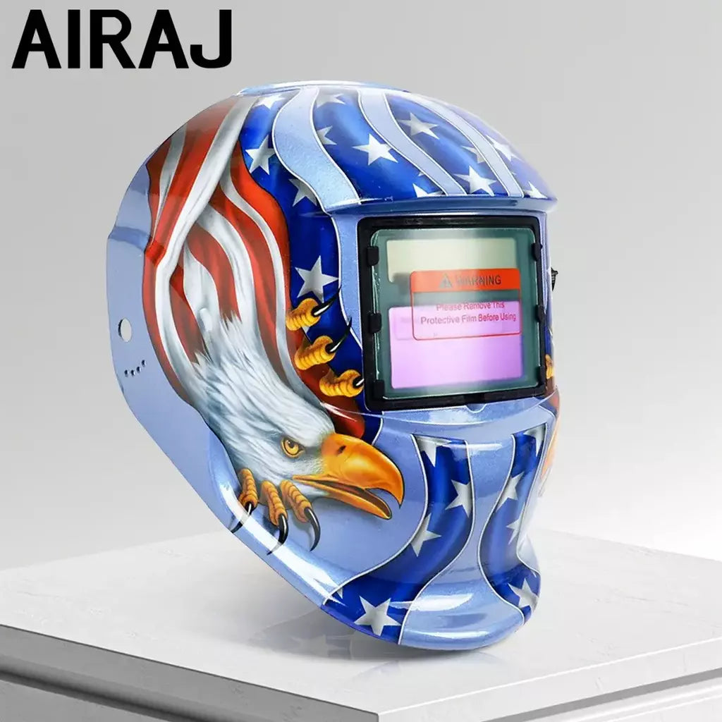 Airj capacete de soldagem escurecimento automático máscara de soldagem para tig mig arco soldador máquina grande vista cor verdadeira DIN9-13 93*42mm visão