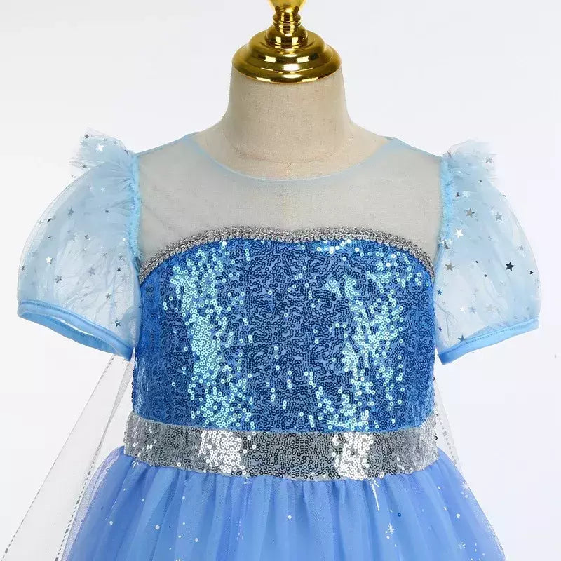 Crianças elsa traje menina aniversário malha vestido de princesa crianças cosplay neve rainha desempenho fantasia noite roupas de halloween
