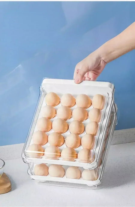 Rolagem automática ovo rack geladeira ovos caixa de armazenamento titular caixa de armazenamento ovo dupla camada gaveta-tipo caixa de ovos cozinha