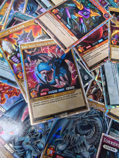 Diy 72 pçs novo yu gi oh rush duel cartões clássico duelo monstro coleção olhos vermelhos & azuis yugioh cartões holográficos brilhantes em inglês