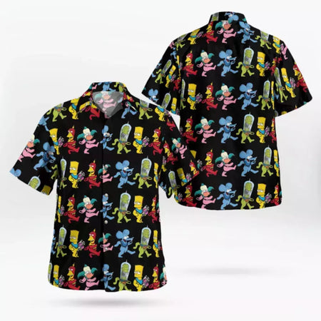 Camisa casual floral havaiana cartoo n masculina, camisa de manga curta 3D de grandes dimensões para praia, moda engraçada, venda quente, verão