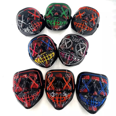 Neon sem fio led máscara de purga brilho no escuro cosplay máscara de terror halloween masquerade festa máscaras brilhantes engraçado vestir-se
